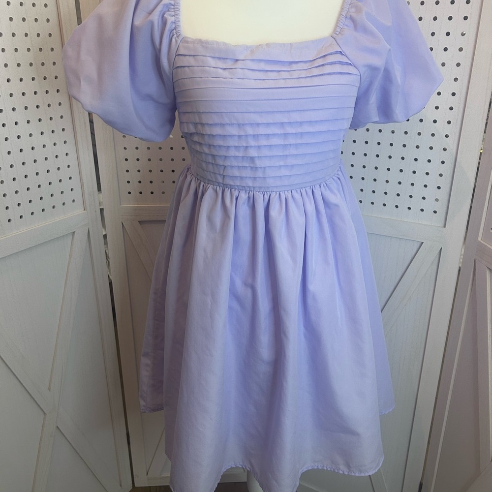 She & Sky Lavender Off the Shoulder Dress Casual Peasant Boho Size Small